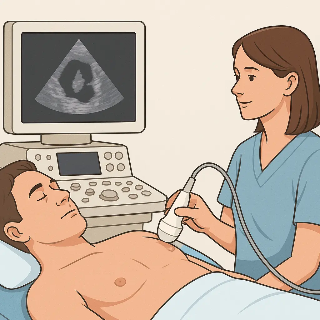 Mesin echocardiogram untuk menghasilkan imej jantung