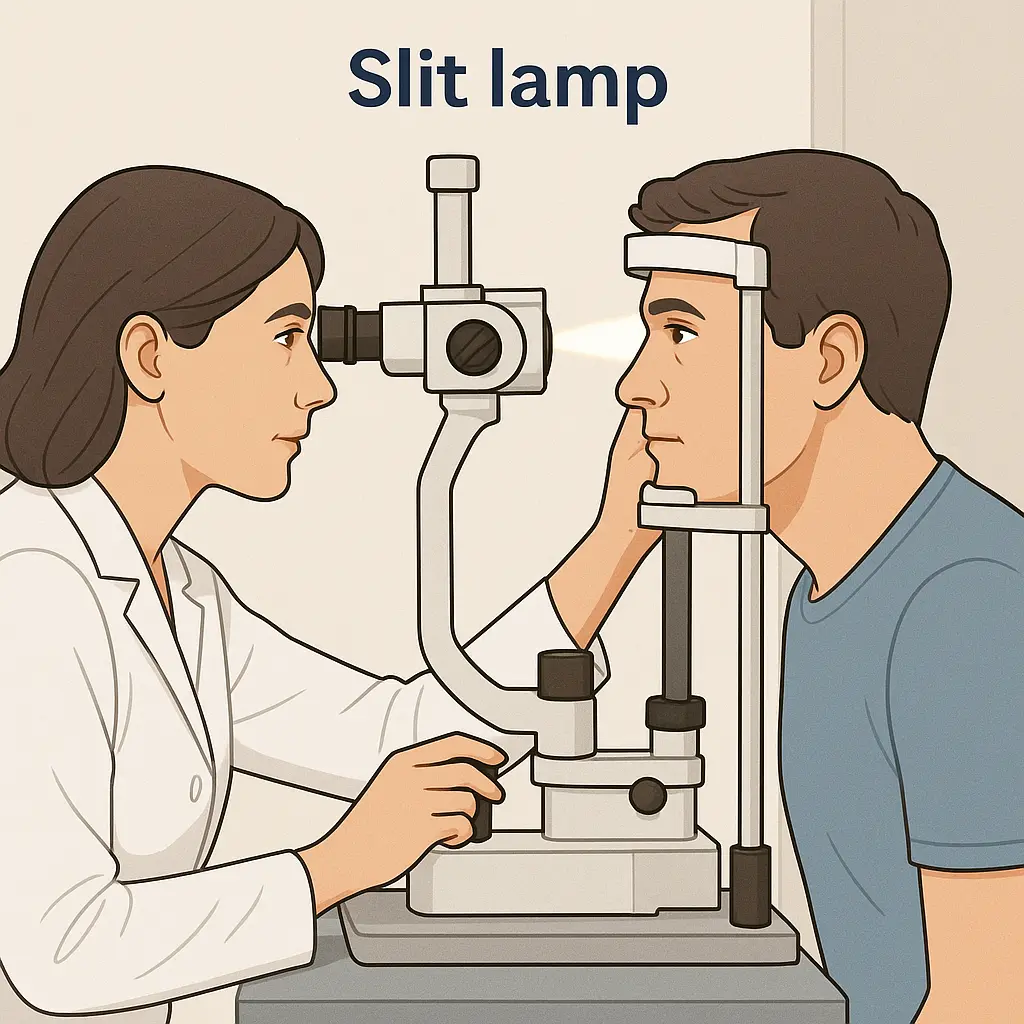 Mesin slitlamp untuk memeriksa mata secara